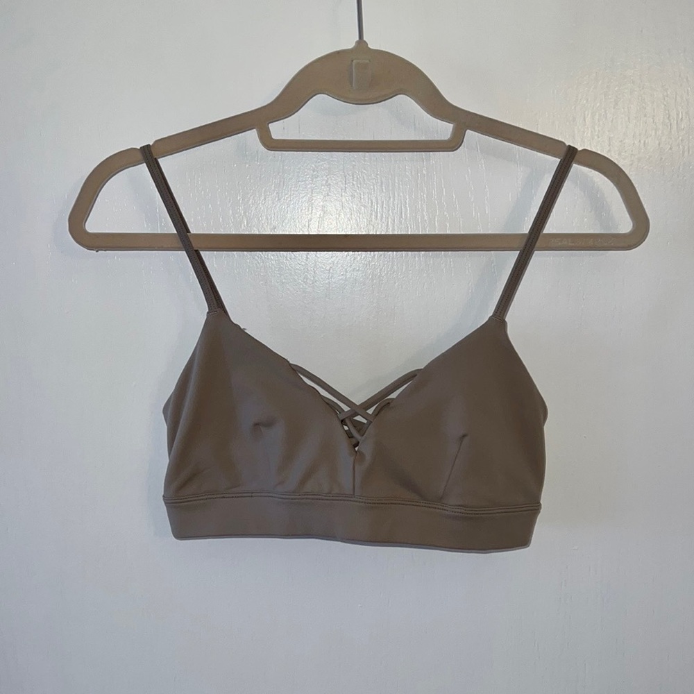 Alo Yoga Taupe Brown Strappy Sports Bra